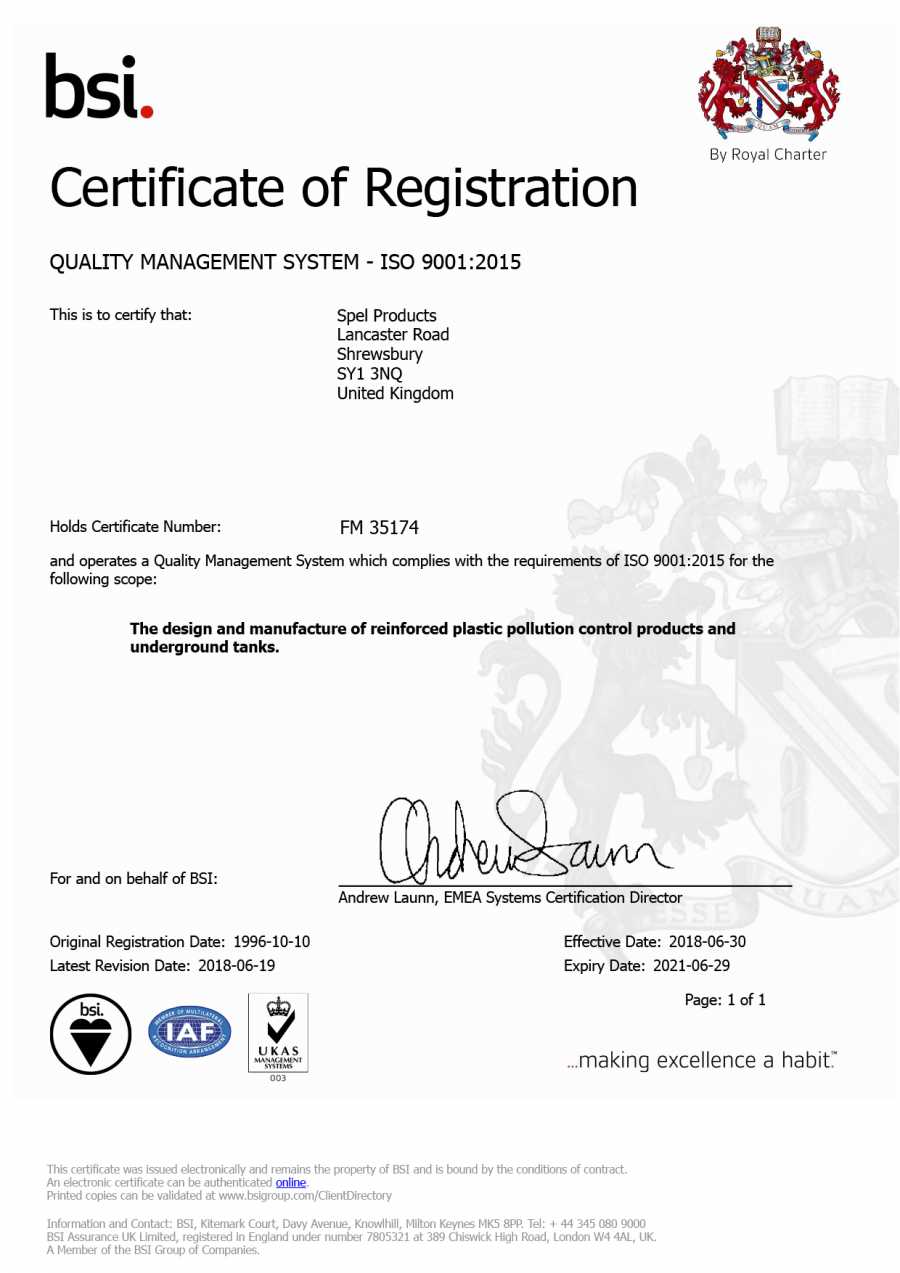 SPEL ISO 9001:2015 Certificate (2018)